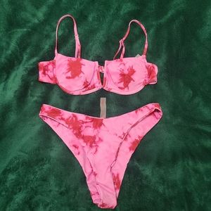 RoMwe girl's two piece bathing suit, color pink, size Large